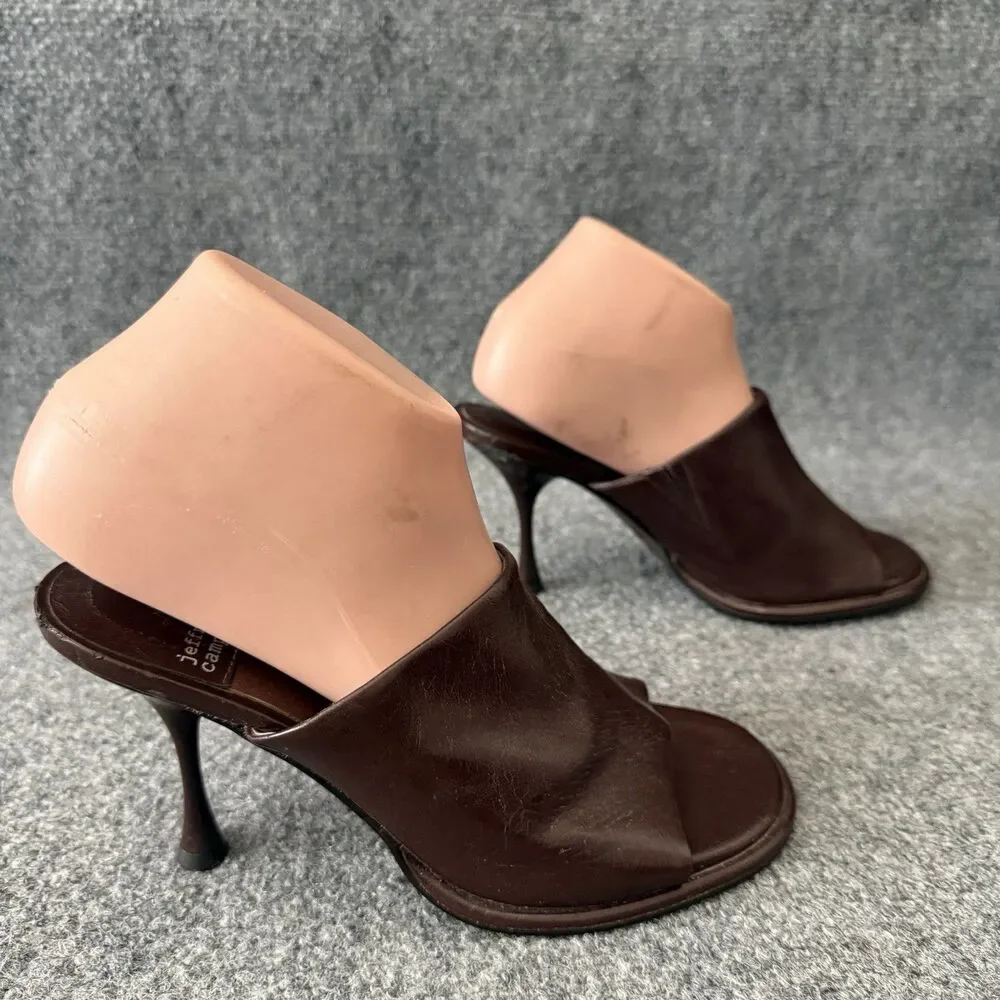 Jeffrey Campbell Leather Mules Open Toe Sculptural Heel Sandals 8 Office Siren